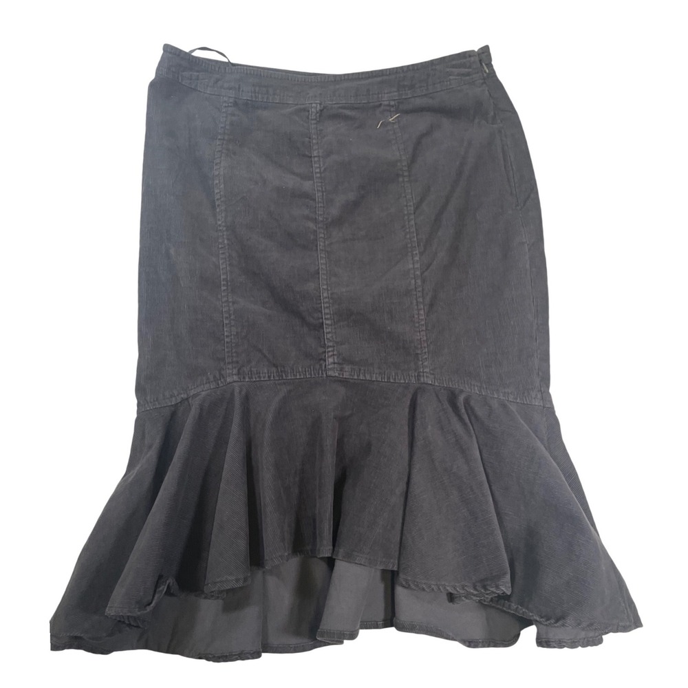 Pilcro and the Letterpress Skirt Womens Grey Corduroy Ruffle High Low Size 02